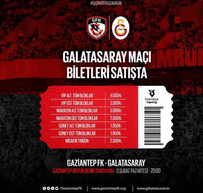 GALATASARAY MAÇI BİLETLERİ SATIŞTA