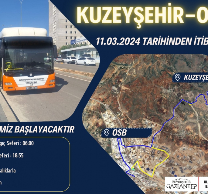 GAZİANTEP BÜYÜKŞEHİR 3 YENİ OTOBÜS HATTINI HİZMETE AÇIYOR   