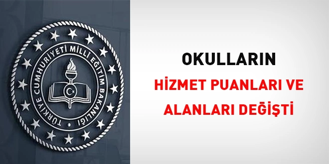 Okulların hizmet puanları ve alanları değişti