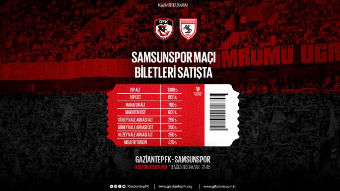 SAMSUNSPOR MAÇI BİLET SATIŞLARI SÜRÜYOR