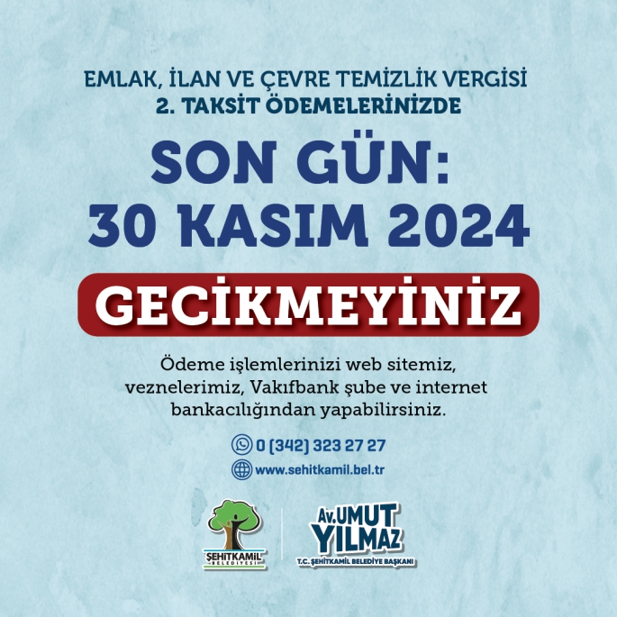 VERGİ ÖDEMELERİNDE SON GÜN 30 KASIM